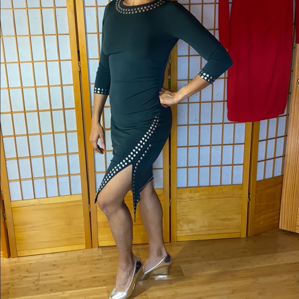Dark gray and silver details cocktail dress